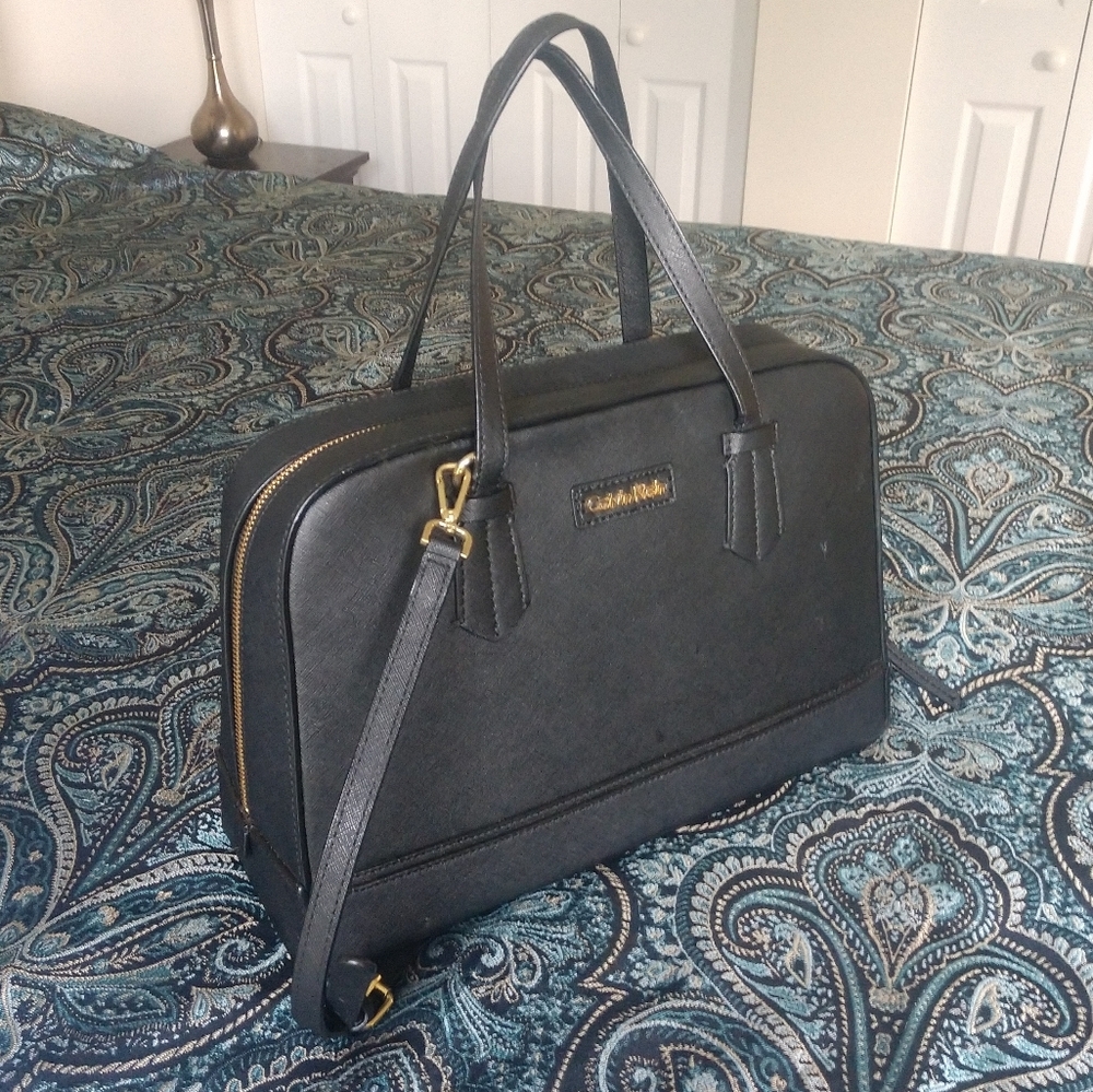 Calvin Klein Black Handbag Purse Slim Leather Bag